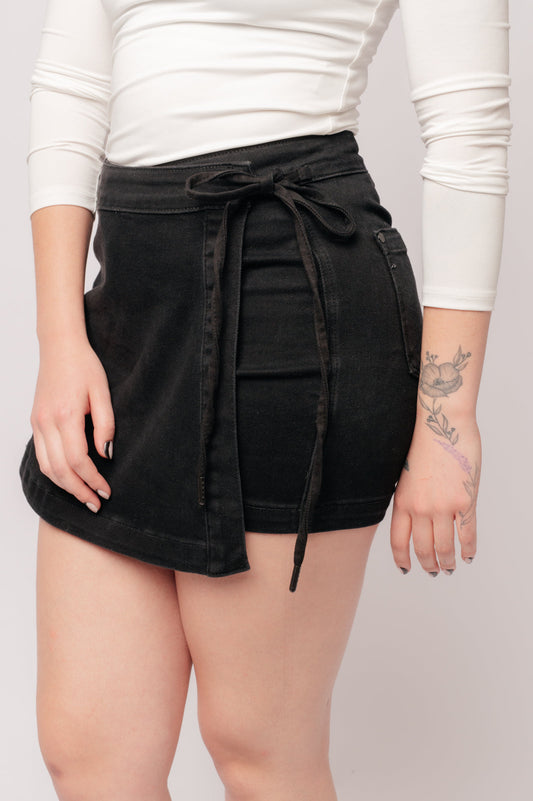 Bentli Denim Skort in Black